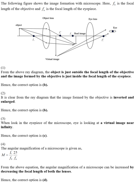 The following figure shows the image formation with microscope. Here, f, is the focal length of the objective and f, is the f