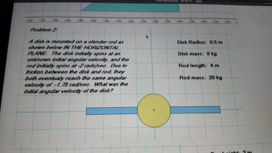 A disk is mounted on a slender rod as shown below
