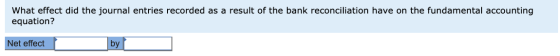 What effect did the journal entries recorded as a result of the bank reconciliation have on the fundamental accounting equati