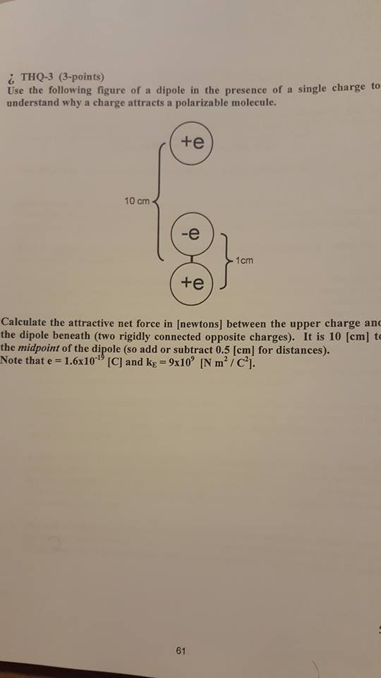 Use the following figure of a dipole in the presen