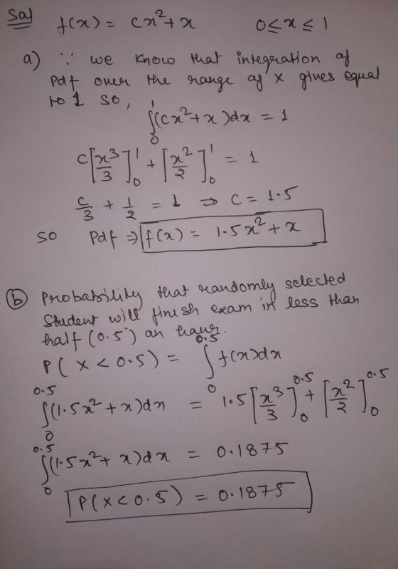 sal f(x)= cn²ta ocasi . we know that integration af Pat over the range asx gives equal to so, da = 1 - cx? * * Ida- T-131-1 +