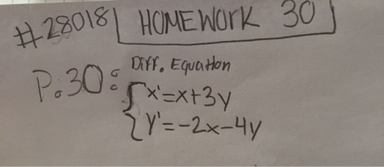 #28018 HOME Work 30 P.30: Diff. Equaton Sx=x+3y {y=-2x-41