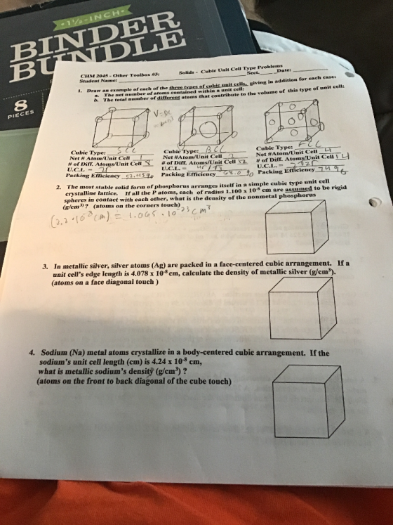 BINDER LE CHM 2045 Other Toolbox H3: Student Name: Solids Cubic Unit Cell Type Problems Date: 丶 1. b. The tam neu ber of atom
