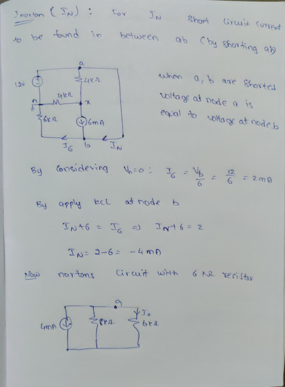 Texton we : (TN) found For IN between in Short circuit current ab (by shorting and 34kr 4KL when a, b are shorted voltage at