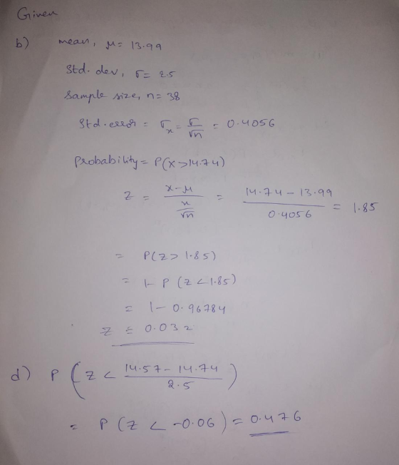 Gri b) meain, M 13.9 samrle Nize, n= 38 2 lu . 구 니-13.9어 1-0. 96-R 0.03.2