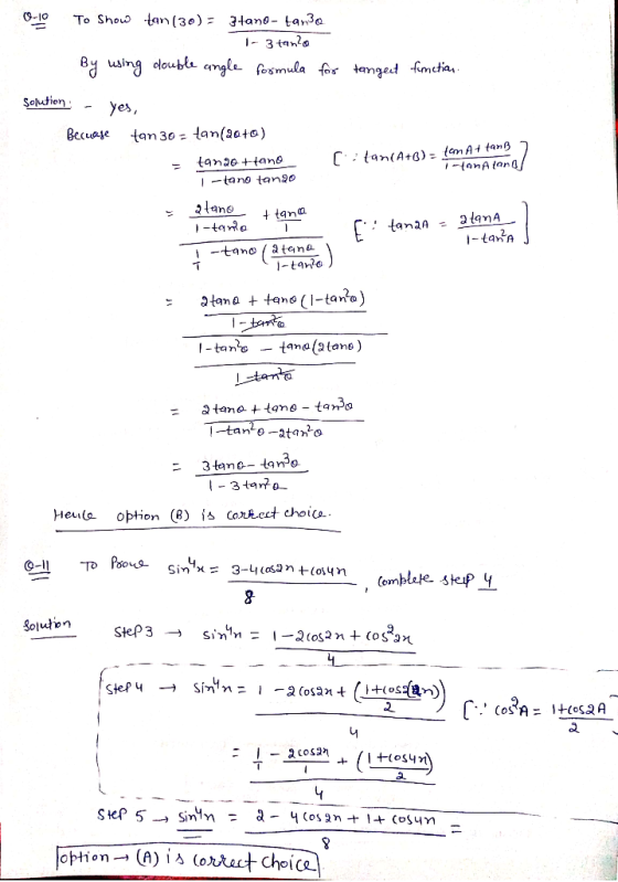 By using eoubli «mgla fesmla for tanged fimcta, Seltien: - yes, tan20 +tane ttonA lan I-tane - tana (3tane) Hen(e option (B)