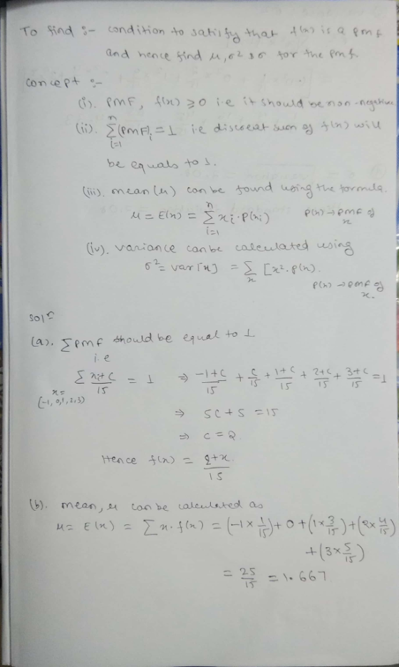 M, ie should enon-negsi be eau ato·to』 i mean u con be sound wite tornula (v). vanian ce canbe cateulated w Sol I S IS (b), mean)ノ외 can be calculated as +(3x 급-\. 667