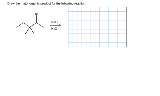 Draw the major organic product for the following r