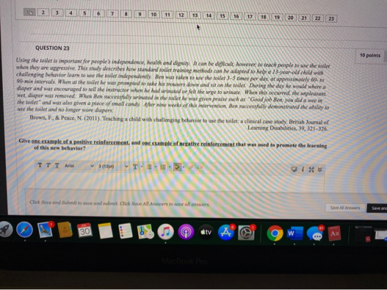 C 2 3 4 5 6 7 8 9 10 11 12 13 14 15 16 17 18 19 20 21 22 23 QUESTION 23 10 points Using the toilet is important for peoples