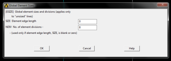 A Global Element Sizes [ESIZE] Global element sizes and divisions (applies only to unsized lines) SIZE Element edge length