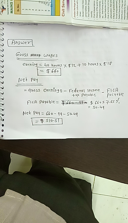 で Gi20ss g wages 660 vet Pay qross earmings - Federa Income FICA +a Paya bic Pacyble 250.49 Net Pay 660-99 Soug