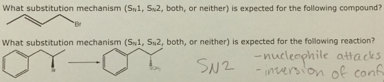 What substitution mechanism (Sn1, SN2, both, or neither) is expected for the following compound? Br What substitution mechani