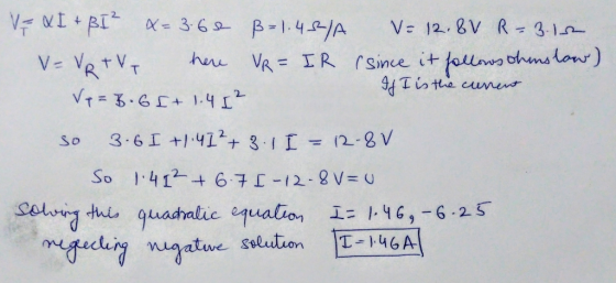 V=XI + B1² X=3.68 B=1.45/A = 12.&V R=3.15 V = VR TVT here VR = IR (since it follows ohinslow) If I is the current Ve = 3.6 [+