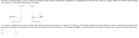 As shown in the figure below, a bullet is fired at and passes through a piece of target paper suspended by a massless string.