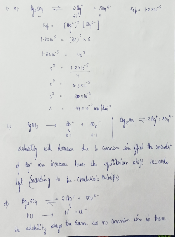y ay Kop= 1.2 x 10s Agasoy > 2 Agt + Soya Kap = [dag* J> [somos ] 1. 2x10% = (as)? x 5 pv 2x10-5 = 483 $? - 12x165 s = 0.3x1