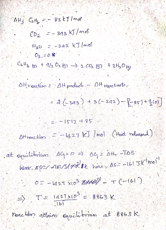 DHy C3Hy-:- 85 kJ/mol CO2 = - 393 kJ/mol. H2O 5.-24.2 KJ mol CaH6 19 + 9/02 (9) ▼ 2. CO2 (g) + 3 H₂0lg OH reaction as oH prod