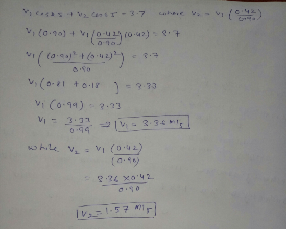 ogo cosest V2 Cesos 3.7 where v2 = u(0.42) (0.90) + V110.421 (0-42) = 3.7 W(60.90)2 + (0:42)%) - 3.7 0.90 v (0.81 +0.18 ) - 3