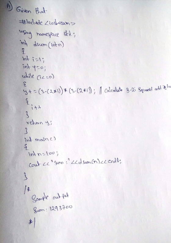 Given that. int iel int 10 olile e iAA int matn c) ampe o um 124 330o