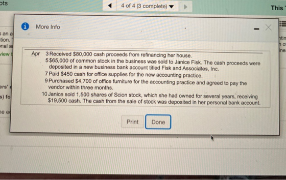 ots 4 of 4 (3 complete) This More Info - san a tion. anal al view! htin no ine Apr 3 Received $80,000 cash proceeds from refi