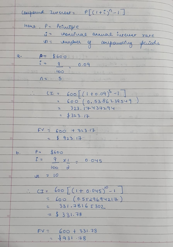 Compound Interest - P[(+8)-1] иця , Р- Priuxpe ů = nominal у = Uшаал ч anual interest rate Солодшоlugфело 4. p = $ Goo, л – 5