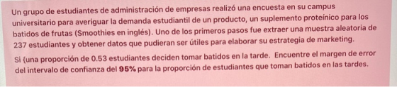 Un grupo de estudiantes de administración de empresas realizó una encuesta en su campus universitario para averiguar la deman