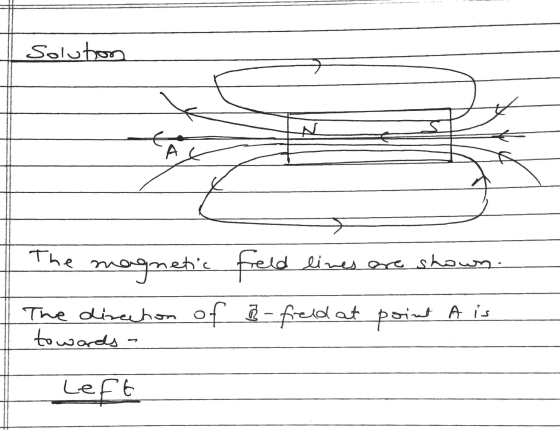 Solution The magnetic The direction of towards - field lines are shown. 3 - freed at point A is Left