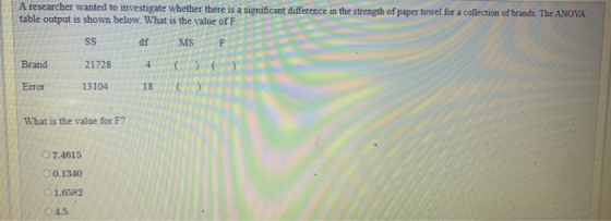 A researcher wanted to investigate whether there is a significant difference in the strength of paper towel for a collection