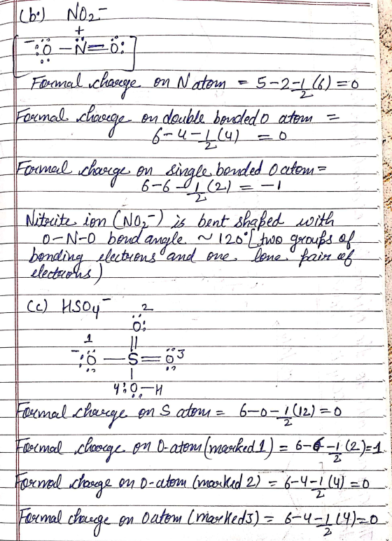bo) NO2 Formal chasege on Natern = 5-2-46)=0 Formal chosege- en double bordedo aterm = r 6-u-1 (4) = 0 Formal charge on Singl