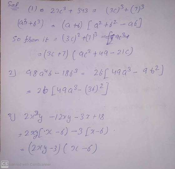 Sol (llo 2003 + 343 = (30)² + (713 I (23+63) = (a to) I a² +62 - 96.] so from it = (3 c)² +(713 = fast = (3 (+7) ( ac² +49-21