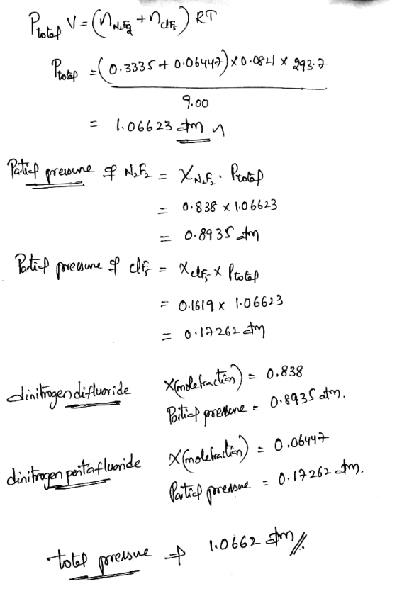 Piotol = (Massa + Mas) RT Pecipe -(0.3335 +0.06447)x0.0871 X993.7 9.00 = 1.06623 am n Patief presune of Nafs = X Not Protal -