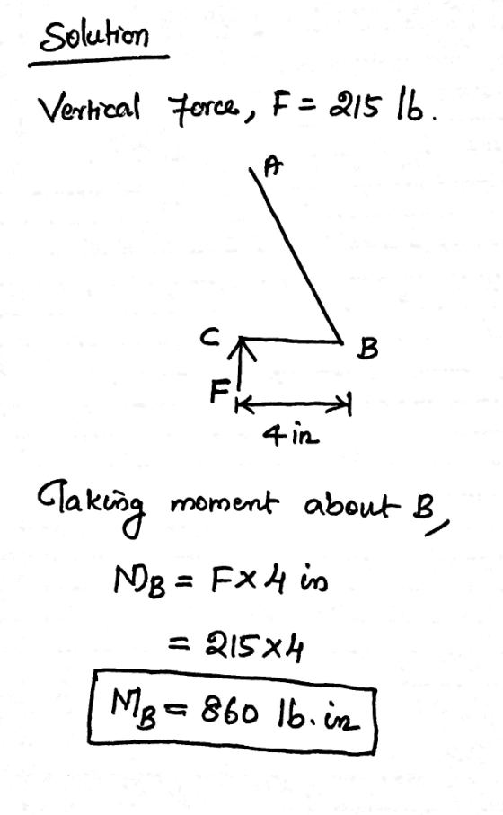Soluton fr inn Clakun moment about B Ma- 860 Ib-in.