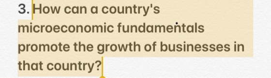 3. How can a countrys microeconomic fundamentals promote the growth of businesses in that country?