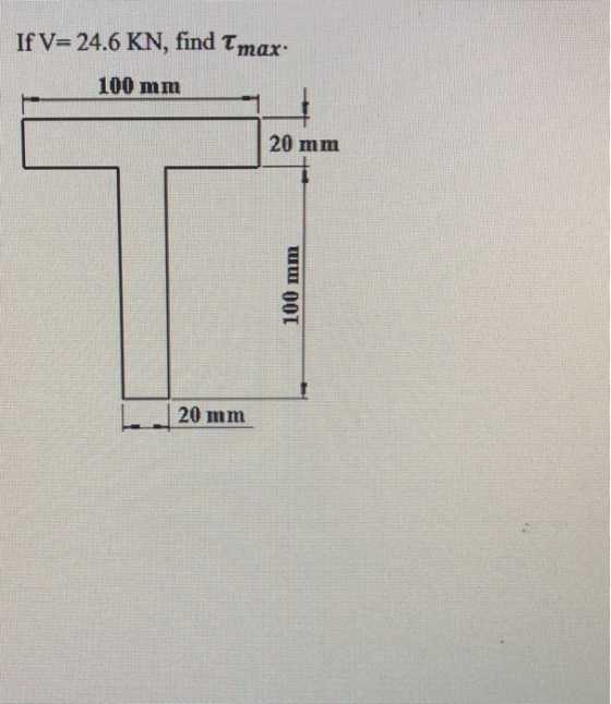 If V=24.6 KN, find Tmax. 100 mm 20 mm 100 mm 20 mm