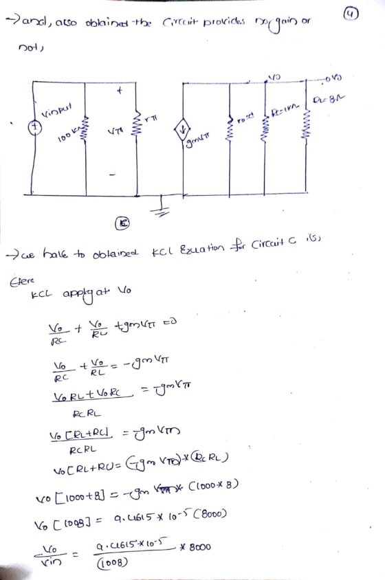 -andl, also oblained the Circuit provides again or not) Vinput I peiro / Du er for Circait c 5) we have to obtained KCl Ezuat