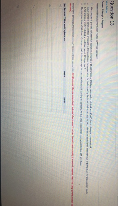 Question 13 View Policies Current Attempt in Progress Presented below is information related to Wyrick Company 2 1 The compan