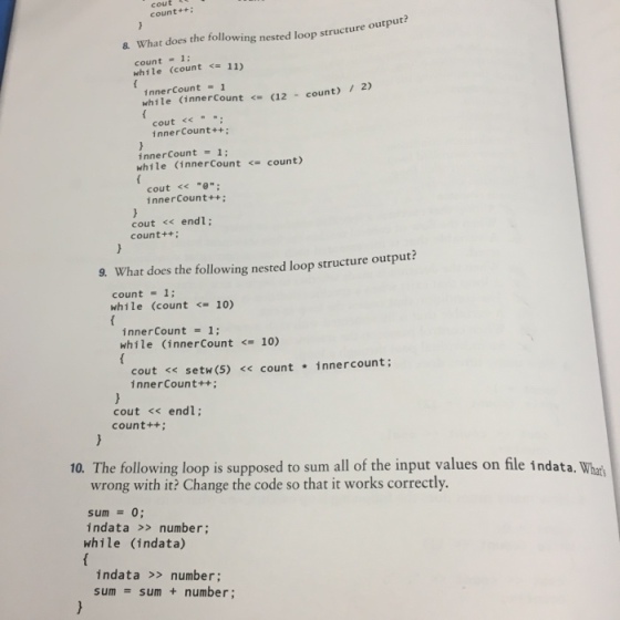 What does the following nested loop structure outp