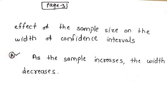 e-3 effect at the sample site on the width corSidence iotesvals As the sample ncases, the width decreases