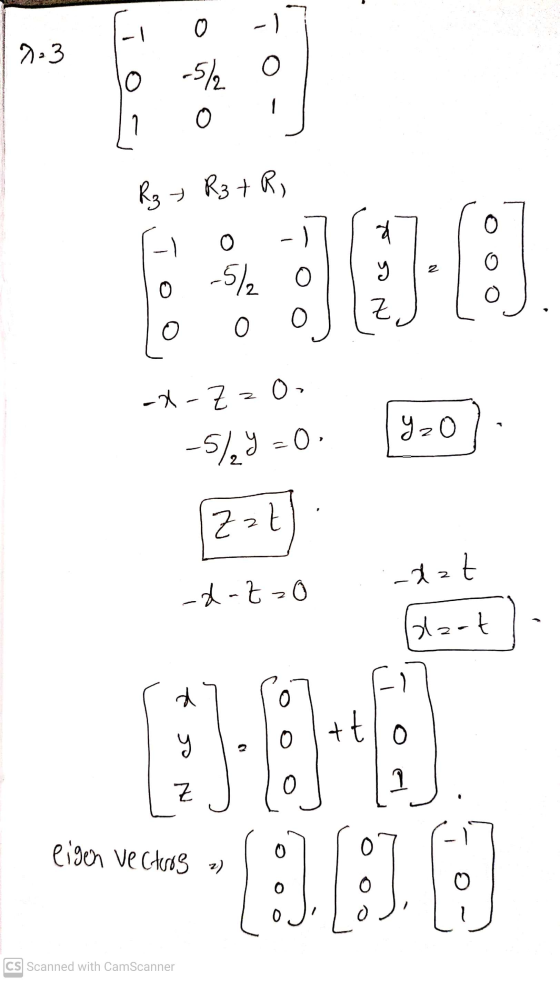 0 -) 7-3 0 -5/2 0 7 0 R₂ + R₂ + R, To -1 O -) -5/2 0 cs 1-18) No 0 0 --720 -5), y = 0, Yz0 Zzt 2-1 -dat -a- zzo shoot d. o +t
