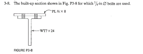 3-8 The built-up section shown in Fig. P3-8 for which ¾-in bolts are used. PL ½ × 8 FIGURE P3-8