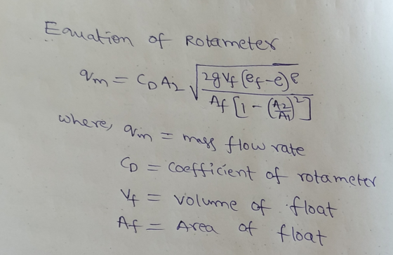 Eavatien op Rotatmete Vn o rate Coefficient of-rotameter (D Vf= volumne of-float AArea of flbat