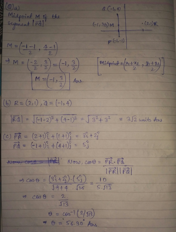 @a) aC-1,4) Mt thi. (2,1 ment eal P 1,-1) M=(-1-1 , tot) 2 2 Aus 2 b) R(20,(1,4) J13