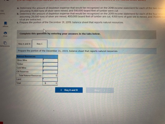 156 Doints a. Determine the amount of depletion expense that would be recognized on the 2018 income statement for each of the