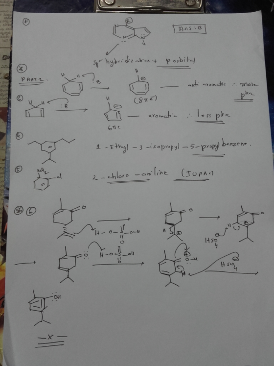 AnsiB 90 dization & orbital ? - anti monde mane anti aromatic :. Mote (8te) § - aromatic : lesspka 6tc 1 - Ethyl-3-isopropy)