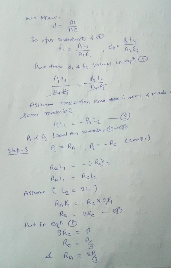 are know. مدل AE So for member 4 d. – P. da- Po 22 ARE2 Put there da do values in ear a P,4 – P2 22 Ak Assume crossection Are