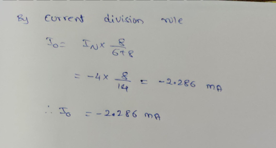 By current division wie I INX =-48 = -2.286 mo II - 2.286 mA