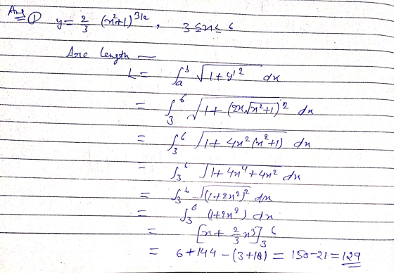 y = 2 (41) 312 3 SAL 6 Are length می ks an 3 3 H+(24/1247)2 da = f lit 44² m + 1) du I JH4n +412 du 4 h 1 (1-12 42 dn & (+24²