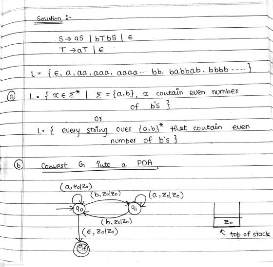 Solution :- S→ as I b Tbs | E TaT LE -- } L = {€, a, aa, aaa, aaaa ... bb, babbab, bbbb a) L: {OCE E* | E = {a,b], a contain