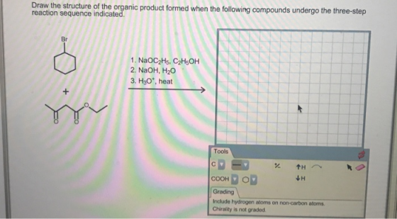 Draw the structure of the organic product formed when the following compounds undergo the three-step reaction sequence indica
