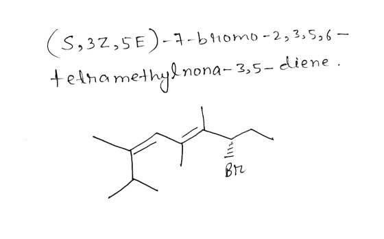 (5,32,5E)-7-bromo-2,3,5,6– tetramethylnona-3,5-diene.