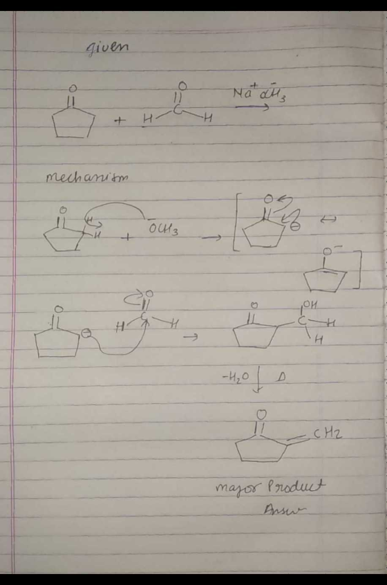 given Mat att = + -Н mechanism D OCH3 Fle -PH H CH2 major Product Answ